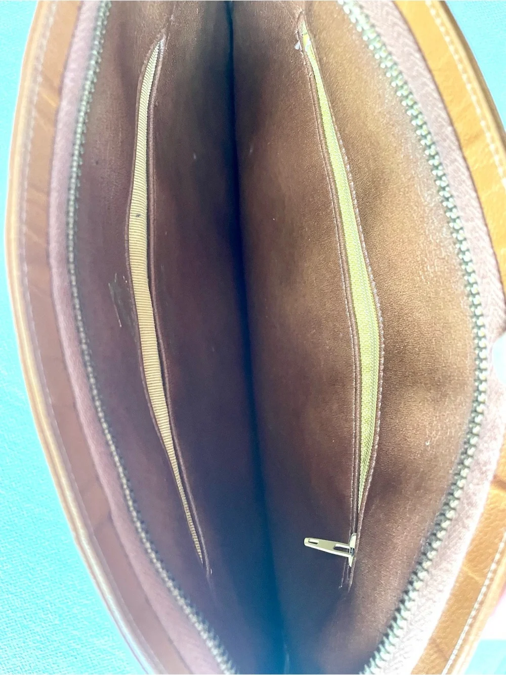 Vintage Koret Chestnut Suede Clutch with Tan Leather Trim